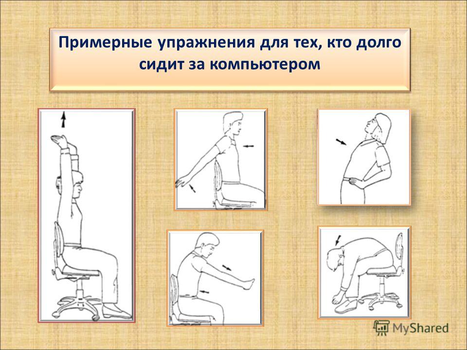 Упражнения для сидячего образа жизни в картинках