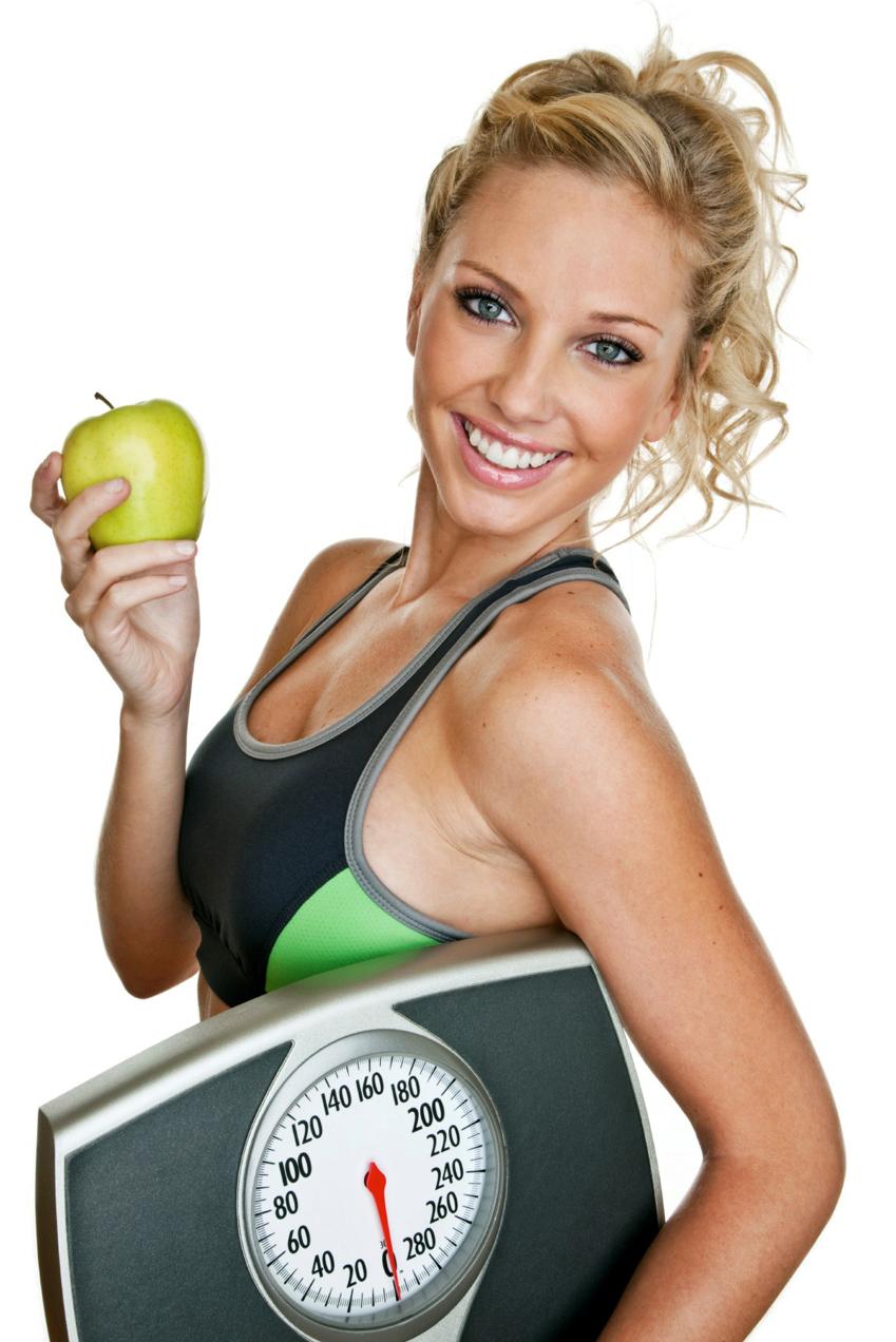женщина весы яблоко