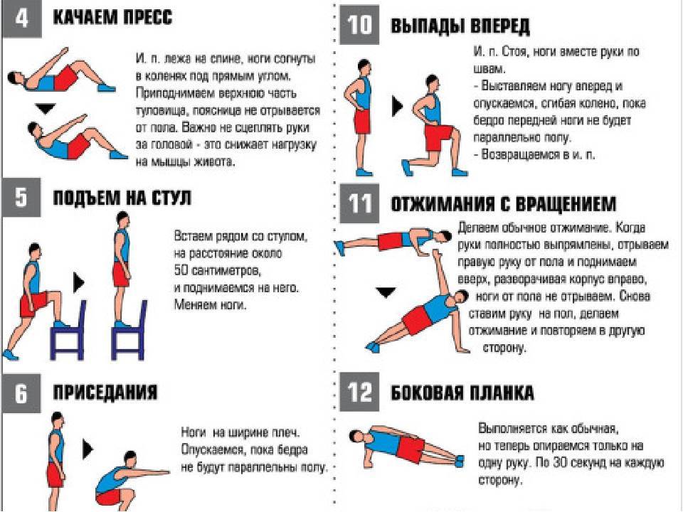 Распределите картинки с упражнениями на 3 категории 1 упражнения для мышц туловища