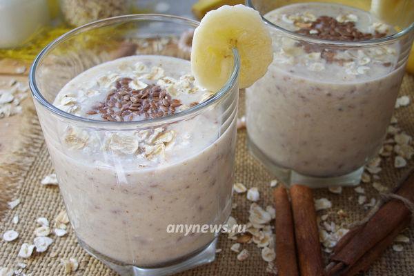 смузи из овсянки с бананом и молоком