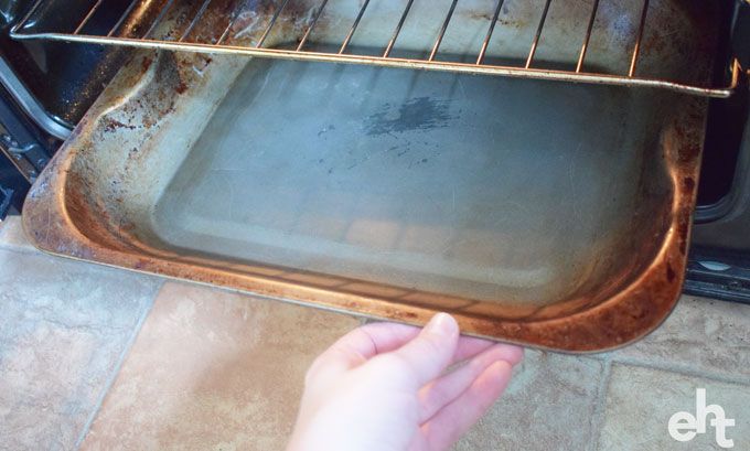 baking tray at bottom of oven