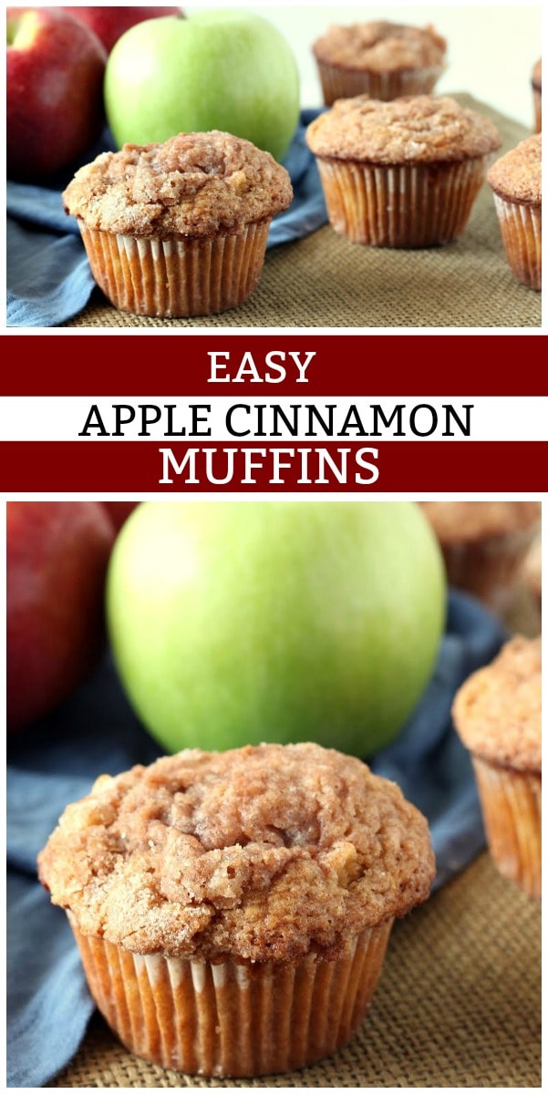 Pinterest collage image for easy apple cinnamon muffins